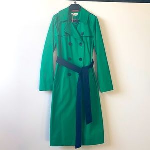 Boden Emerald Green / Navy Blue trench coat NWT SZ 6